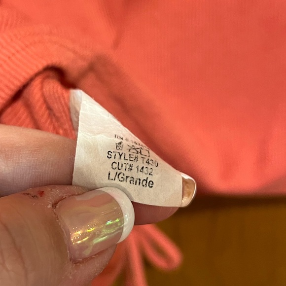 21 SAINTS coral ribbed ruffle shirred front top - Picture 5 of 5